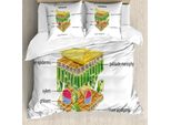 Abakuhaus Copripiumino Educativo, Tema Foglie, Antiacaro, Adatto A Chi Soffre Di Allergie, Con Federe, 200 Cm X 200 Cm - 80 X 80 Cm, Multicolore
