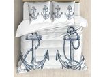 Abakuhaus Copripiumino Anker, Disegno Vintage Di Anchor, Antiacaro, Adatto A Chi Soffre Di Allergie, Con Federe, 155 Cm X 220 Cm - 80 X 80 Cm, Verde Acqua Scuro E Bianco