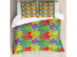 Abakuhaus Luau Copripiumino, Riassunto Vibrant Hibiscus, Antiacaro, Adatto A Chi Soffre Di Allergie, Con Federe, 200 Cm X 200 Cm - 80 X 80 Cm, Multicolore