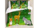 Abakuhaus Copripiumino Educativo, Cartoon Animals, Antiacaro, Adatto A Chi Soffre Di Allergie, Con Federe, 155 Cm X 220 Cm - 80 X 80 Cm, Multicolore