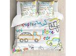 Abakuhaus Copripiumino Educativo, Disegno Per Bambini, Antiacaro, Adatto A Chi Soffre Di Allergie, Con Federe, 200 Cm X 200 Cm - 80 X 80 Cm, Multicolore