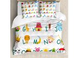 Abakuhaus Copripiumino Educativo, Animali Per Bambini, Antiacaro, Adatto A Chi Soffre Di Allergie, Con Federe, 155 Cm X 220 Cm - 80 X 80 Cm, Multicolore