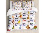 Abakuhaus Copripiumino Educativo, Animal Letters, Antiacaro, Adatto A Chi Soffre Di Allergie, Con Federe, 155 Cm X 220 Cm - 80 X 80 Cm, Multicolore
