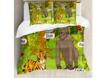 Abakuhaus Copripiumino Educativo, Fauna Della Giungla Zoo, Antiacaro Adatto A Chi Soffre Di Allergie Con Federe, 155 Cm X 220 Cm - 80 X 80 Cm, Multicolore