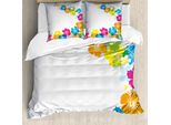 Abakuhaus Luau Copripiumino, Polynesian Spring Aloha, Antiacaro, Adatto A Chi Soffre Di Allergie, Con Federe, 155 Cm X 220 Cm - 80 X 80 Cm, Multicolore