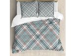 Abakuhaus Copripiumino A Quadri, Plaid Tradizionale, Antiacaro, Adatto A Chi Soffre Di Allergie, Con Federe, 155 Cm X 220 Cm - 80 X 80 Cm, Grigio, Azzurro, Rosa Chiaro