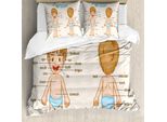 Abakuhaus Copripiumino Educativo, Parti Del Corpo, Antiacaro, Adatto A Chi Soffre Di Allergie, Con Federe, 200 Cm X 200 Cm - 80 X 80 Cm, Azzurro Chiaro Marrone Chiaro