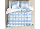 Abakuhaus Copripiumino A Quadri, Gingham Con Cuori, Antiacaro, Adatto A Chi Soffre Di Allergie, Con Federe, 155 Cm X 220 Cm - 80 X 80 Cm, Azzurro Pallido Bianco