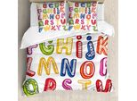Abakuhaus Copripiumino Didattico, Lettere Abc In 3D, Antiacaro, Adatto A Chi Soffre Di Allergie, Con Federe, 200 Cm X 200 Cm - 80 X 80 Cm, Multicolore