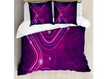 Abakuhaus Copripiumino Aubergine, Linee E Cerchi Viola, Antiacaro, Adatto A Chi Soffre Di Allergie, Con Federe, 155 Cm X 220 Cm - 80 X 80 Cm, Viola-Rosa