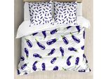 Abakuhaus Copripiumino Aubergine, FrischgemüSe-Eco, Antiacaro, Adatto A Chi Soffre Di Allergie, Con Federe, 155 Cm X 220 Cm - 80 X 80 Cm, Viola Bianco