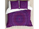 Abakuhaus Copripiumino Aubergine, Mandala Viola Vintage, Antiacaro, Adatto A Chi Soffre Di Allergie, Con Federe, 200 Cm X 200 Cm - 80 X 80 Cm, Viola