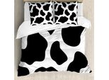 Abakuhaus Copripiumino Con Stampa Mucca, Bianco Pelle Di Mucca Barn, Antiacaro, Adatto A Chi Soffre Di Allergie, Con Federe, 155 Cm X 220 Cm - 80 X 80 Cm, Bianco E Nero