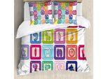 Abakuhaus Copripiumino Educativo, Lettere Minuscole, Antiacaro, Adatto A Chi Soffre Di Allergie, Con Federe, 200 Cm X 200 Cm - 80 X 80 Cm, Multicolore