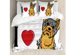 Abakuhaus Copripiumino Yorkie, Ich Liebe Yorkshire WöRter, Antiacaro, Adatto A Chi Soffre Di Allergie, Con Federe, 155 Cm X 220 Cm - 80 X 80 Cm, Marigold Pale Grey