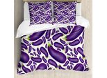 Abakuhaus Copripiumino Aubergine, Deliziosa Freschezza Dish, Antiacaro Adatto A Chi Soffre Di Allergie Con Federe, 155 Cm X 220 Cm - 80 X 80 Cm, Viola Bianco
