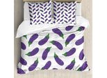 Abakuhaus Copripiumino Aubergine, Pasto Nutriente Per Bambini, Antiacaro, Adatto A Chi Soffre Di Allergie, Con Federe, 155 Cm X 220 Cm - 80 X 80 Cm, Viola Bianco