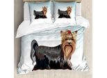 Abakuhaus Copripiumino Yorkie, Bow Leiter Meshed Colori, Antiacaro Adatto A Chi Soffre Di Allergie Con Federe, 200 Cm X 200 Cm - 80 X 80 Cm, Multicolore