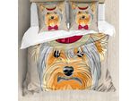 Abakuhaus Copripiumino Yorkie, Hipster Gentleman Dog, Antiacaro, Adatto A Chi Soffre Di Allergie, Con Federe, 200 Cm X 200 Cm - 80 X 80 Cm, Multicolore Albicocca