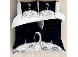 Abakuhaus Copripiumino Astronaut, Space Bambini Felici, Antiacaro, Adatto A Chi Soffre Di Allergie, Con Federe, 200 Cm X 200 Cm - 80 X 80 Cm, Bianco E Nero