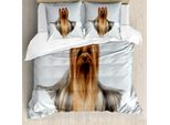 Abakuhaus Copripiumino Yorkie, Pelo Preparato, Antiacaro, Adatto A Chi Soffre Di Allergie, Con Federe, 200 Cm X 200 Cm - 80 X 80 Cm, Marrone Bianco