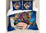 Abakuhaus Set Copripiumino Astronaut Per Letti Matrimoniali, Uomo Pensieroso-Spazio, Antiacaro Adatto A Chi Soffre Di Allergie Con Federe, Multicolore Blu Scuro