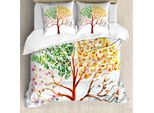 Abakuhaus Copripiumino Acquerello, Alberi Stagioni Natura, Antiacaro, Adatto A Chi Soffre Di Allergie, Con Federe, 200 Cm X 200 Cm - 80 X 80 Cm, Multicolore