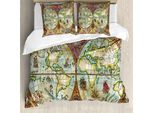 Abakuhaus Copripiumino Acquerello, Mappa Del Mondo Vintage, Antiacaro, Adatto A Chi Soffre Di Allergie, Con Federe, 155 Cm X 220 Cm - 80 X 80 Cm, Multicolore
