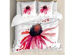 Abakuhaus Copripiumino Acquerello, Summer Wildflower, Antiacaro, Adatto A Chi Soffre Di Allergie, Con Federe, 155 Cm X 220 Cm - 80 X 80 Cm, Rosa Nero