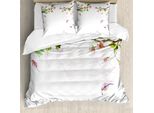 Abakuhaus Copripiumino Acquerello, Melo In Primavera, Antiacaro, Adatto A Chi Soffre Di Allergie, Con Federe, 155 Cm X 220 Cm - 80 X 80 Cm, Rosa Pallido Verde