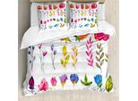 Abakuhaus Copripiumino Acquerello, Arte Floreale, Antiacaro, Adatto A Chi Soffre Di Allergie, Con Federe, 155 Cm X 220 Cm - 80 X 80 Cm, Multicolore