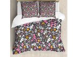Abakuhaus Copripiumino Per Asilo Nido, Coniglietti Kawai E Nuvole, Antiacaro, Adatto A Chi Soffre Di Allergie, Con Federe, 155 Cm X 220 Cm - 80 X 80 Cm, Multicolore