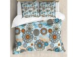 Abakuhaus Set Copripiumino Gekritzel Per Letti Matrimoniali, Disegno Artistico Astratto, Antiacaro, Adatto A Chi Soffre Di Allergie, Con Federe, Multicolore, Azzurro