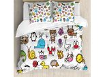 Abakuhaus Copripiumino Per Asilo Nido, Cartoni Animati Per Cameretta Bambini, Antiacaro, Adatto A Chi Soffre Di Allergie, Con Federe, 155 Cm X 220 Cm - 80 X 80 Cm, Multicolore