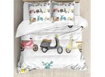 Abakuhaus Set Copripiumino Gekritzel Per Letti Matrimoniali, Grazioso Disegno A Rotelle, Antiacaro, Adatto A Chi Soffre Di Allergie, Con Federe, Multicolore