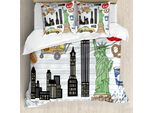 Abakuhaus Set Copripiumino Gekritzel Per Letti Matrimoniali, New York Manhattan, Antiacaro, Adatto A Chi Soffre Di Allergie, Con Federe, Multicolore