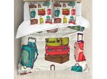 Abakuhaus Copripiumino Hipster, Valigie Colorate, Antiacaro, Adatto A Chi Soffre Di Allergie, Con Federe, 155 Cm X 220 Cm - 80 X 80 Cm, Multicolore