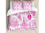 Abakuhaus Set Copripiumino Gekritzel Per Letti Matrimoniali, Design San Valentino, Antiacaro, Adatto A Chi Soffre Di Allergie, Con Federe, Rosa