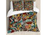 Abakuhaus Copripiumino Hipster, Articolo Cinema Popcorn, Antiacaro, Adatto A Chi Soffre Di Allergie, Con Federe, 200 Cm X 200 Cm - 80 X 80 Cm, Multicolore