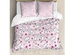 Abakuhaus Copripiumino Per Asilo Nido, Adorabili Faccine Di Coniglietti, Antiacaro, Adatto A Chi Soffre Di Allergie, Con Federe, 200 Cm X 200 Cm - 80 X 80 Cm, Rosa Baby