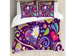 Abakuhaus Copripiumino Love, Love Anni Sessanta, Antiacaro, Adatto A Chi Soffre Di Allergie, Con Federe, 200 Cm X 200 Cm - 80 X 80 Cm, Multicolore