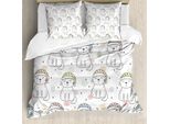 Abakuhaus Set Copripiumino Gekritzel Per Letti Matrimoniali, Gatto Colorato Addormentato, Antiacaro, Adatto A Chi Soffre Di Allergie, Con Federe, Giallo Chiaro, Azzurro, Rosa Chiaro