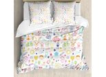 Abakuhaus Copripiumino Per Asilo Nido, Disegno Infantile, Antiacaro, Adatto A Chi Soffre Di Allergie, Con Federe, 155 Cm X 220 Cm - 80 X 80 Cm, Multicolore
