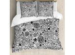 Abakuhaus Copripiumino Laub, Hipster-Kuchen-Tee, Antiacaro E Anallergico, Con Federe, 155 Cm X 220 Cm - 80 X 80 Cm, Bianco E Nero