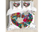 Abakuhaus Copripiumino Love, Cuori Love Scarabocchiati, Antiacaro, Adatto A Chi Soffre Di Allergie, Con Federe, 200 Cm X 200 Cm - 80 X 80 Cm, Multicolore