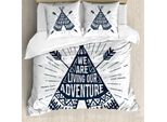 Abakuhaus Copripiumino Avventura, Teepee Con Frecce, Antiacaro, Adatto A Chi Soffre Di Allergie, Con Federe, 155 Cm X 220 Cm - 80 X 80 Cm, Blu Petrolio Scuro E Bianco