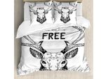 Abakuhaus Copripiumino Adventure, Deer Wild , Antiacaro, Adatto A Chi Soffre Di Allergie, Con Federe, 155 Cm X 220 Cm - 80 X 80 Cm, Bianco E Nero