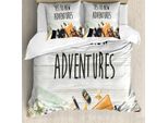 Abakuhaus Copripiumino Adventure, Testo Retrò Fernweh, Antiacaro, Adatto A Chi Soffre Di Allergie, Con Federe, 155 Cm X 220 Cm - 80 X 80 Cm, Multicolore