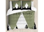 Abakuhaus Copripiumino Adventure, Stile Bosco Mezzitoni, Antiacaro, Adatto A Chi Soffre Di Allergie, Con Federe, 155 Cm X 220 Cm - 80 X 80 Cm, Verde Militare, Nero, Bianco