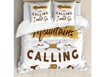 Abakuhaus Copripiumino Avventura, Richiamo Delle Montagne, Antiacaro, Adatto A Chi Soffre Di Allergie, Con Federe, 200 Cm X 200 Cm - 80 X 80 Cm, Marrone Chiaro Caffè Bianco
